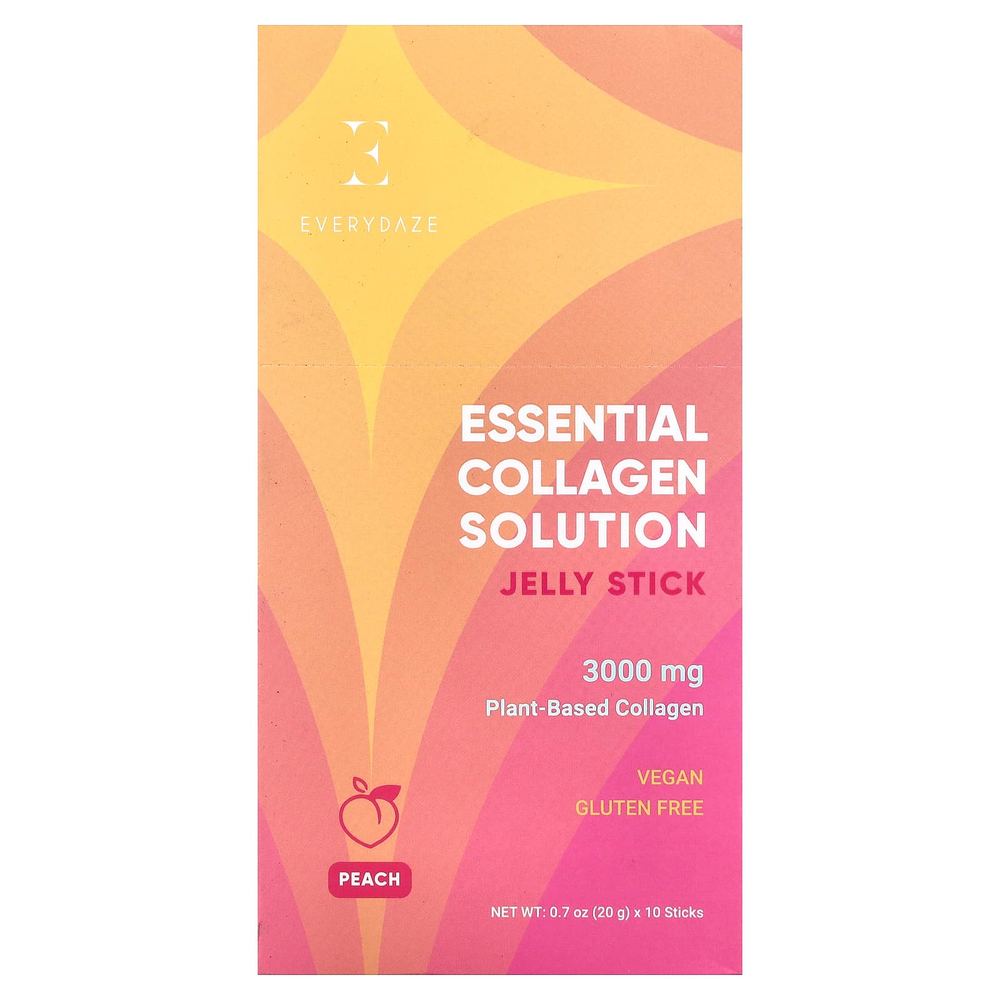 Everydaze, Essential Collagen Solution, желейные стики с коллагеном, персик, 10 стиков по 20 г (0,7 унции)