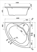 Ванна акриловая SANTEK КАРИБЫ 140Х140 белый (Без монтажного комплекта) 1WH111982