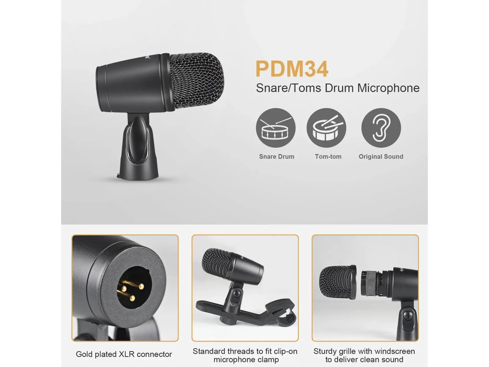 Комплект барабанных микрофонов Phenyx Pro PTD-10 black