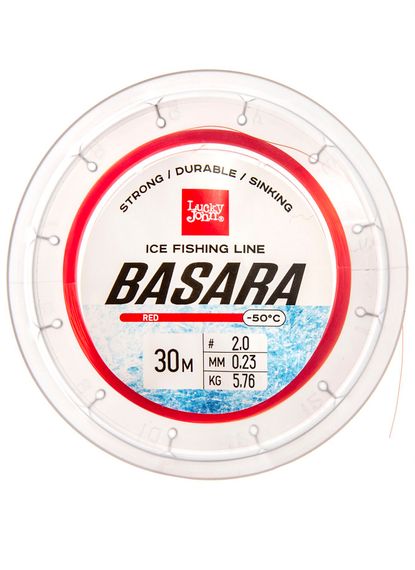 Леска монофильная зимняя Lucky John BASARA Red 30 м, 0,23 мм