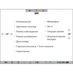 Тепловизионный монокуляр LZIRTEK Sirin 325L (с дальномером) - интерфейс дисплея