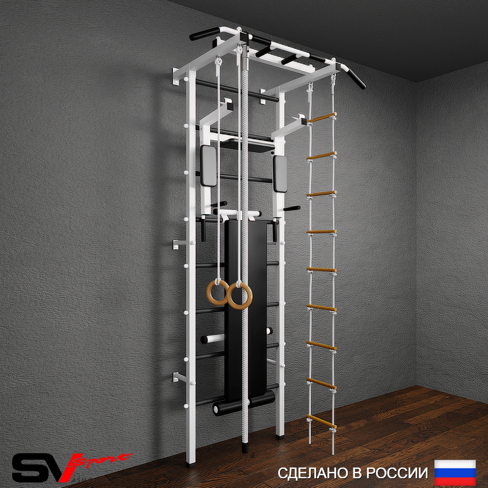 чШведская стенка Sv Pro 805 (Турник Pro/Брусья/стойка/Скамья/Канат/Кольца/Лестница)
