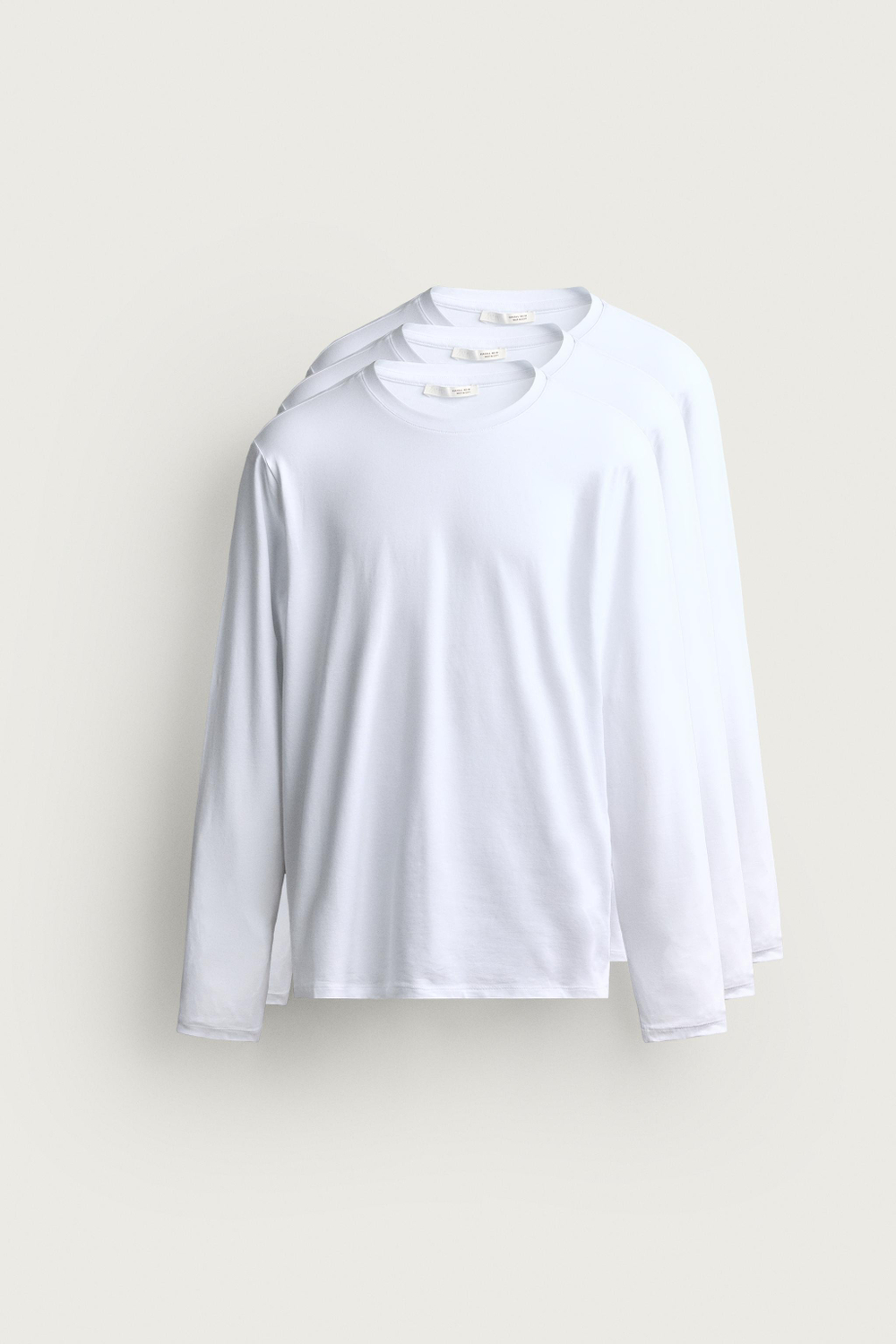 НАБОР ИЗ 3 БАЗОВЫХ ФУТБОЛОК SLIM FIT С ДЛИННЫМИ РУКАВАМИ — ZARA