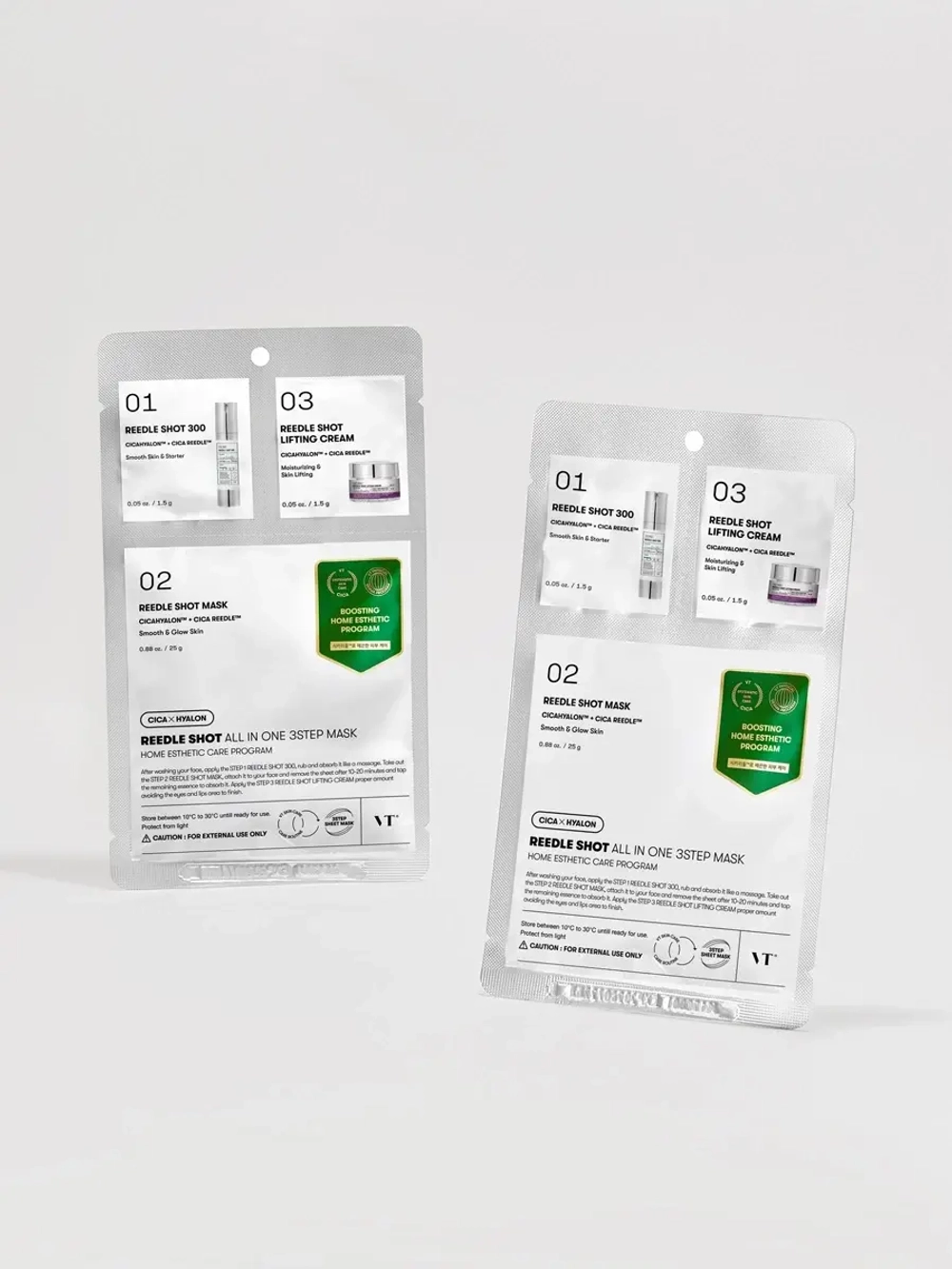 VT Cosmetics Трёхступенчатый лифтинг-набор: сыворотка-бустер + маска + крем Reedle Shot All In One 3Step Mask 1.5+25+1.5 гр