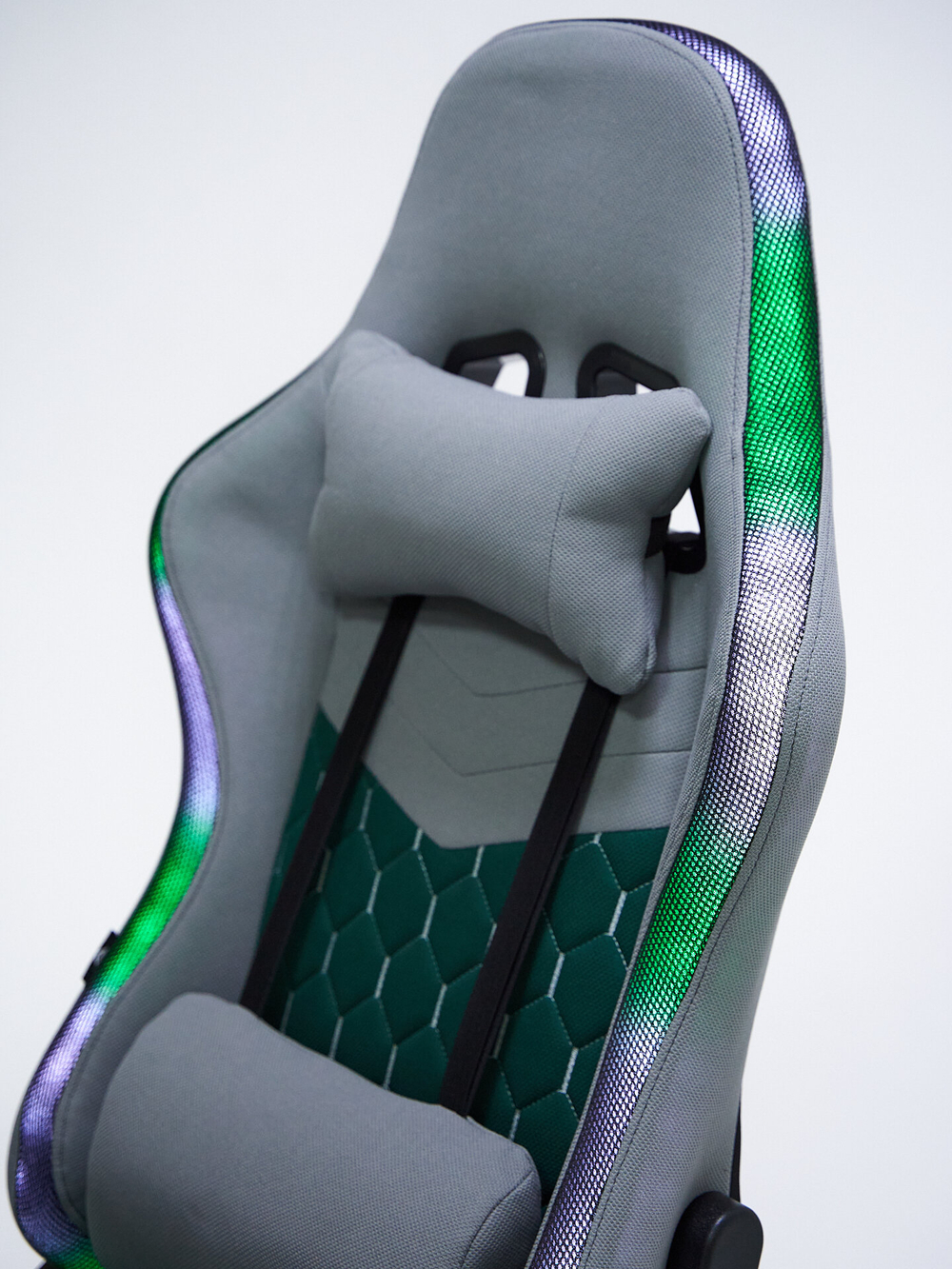 Кресло игровое компьютерное KRESLO COMFORT G-Tracer, с подсветкой, ткань, цвет: серо-зеленый