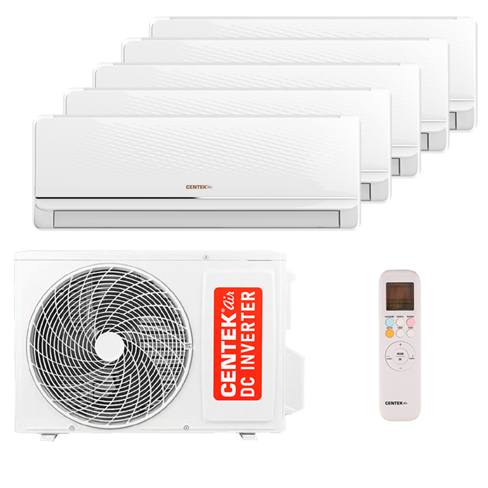 Мультисплит система на 5 комнат Centek CT-66AMWM-H09/4R3B(FX) x 5 / CT-66AM5-H42/4DR3C