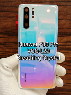 Задняя крышка ПРЕМИУМ для Huawei P30 Pro VOG-L29 ( заднее стекло ) Цвет: Бело-Голубой-Сиреневый / Breathing Crystal