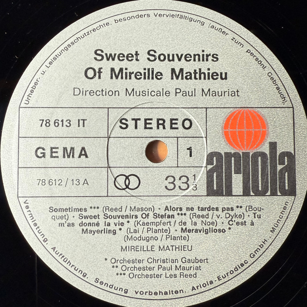 Mireille Mathieu ‎– Sweet Souvenirs Of Mireille Mathieu (Германия 1968г.)