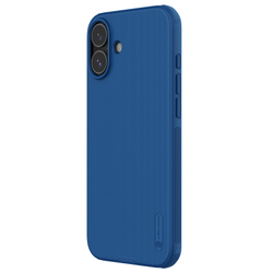 Усиленный чехол синего цвета от Nillkin для iPhone 16, серия Super Frosted Shield Pro