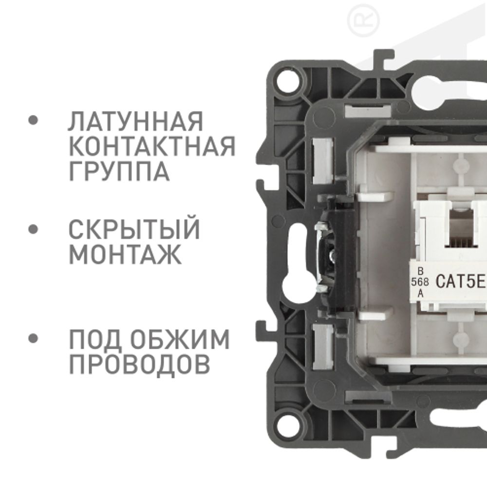 Розетка ЭРА Серия 12 12-3107-12 информационная RJ45 IP20 графит | Эра 12