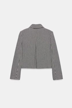 ZARA КОРОТКАЯ КУРТКА В КЛЕТКУ, БЕЛЫЙ/ЧЕРНЫЙ