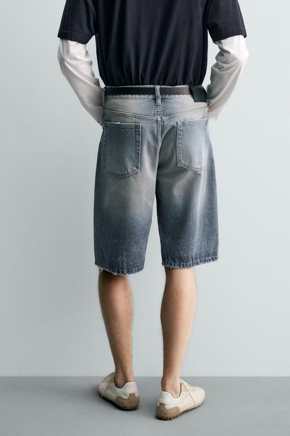 ZARA ДЖИНСОВЫЕ ШОРТЫ BAGGY FIT, СИНИЙ