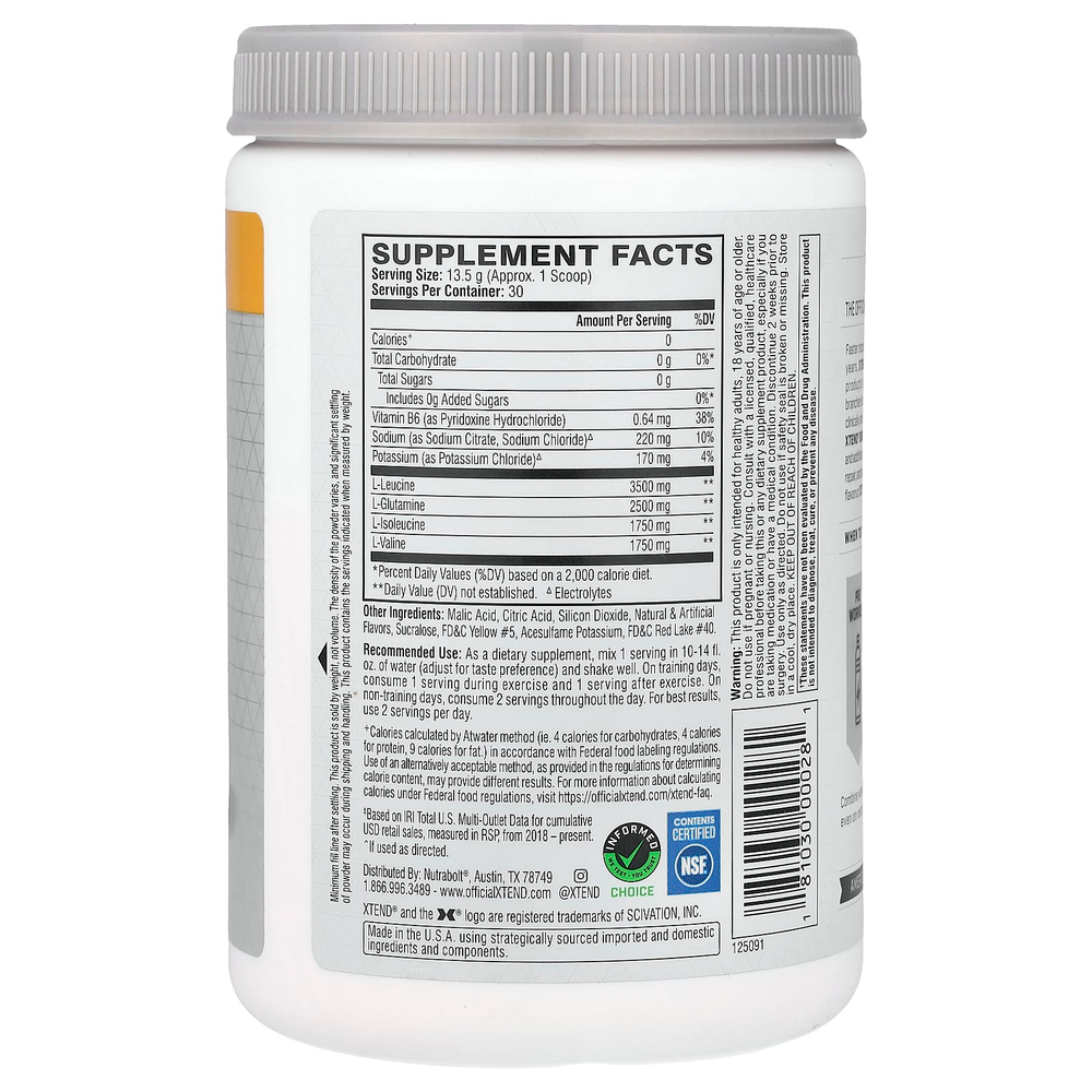 XTEND, добавка с 7 г BCAA, со вкусом манго, 405 г (14,3 унции)