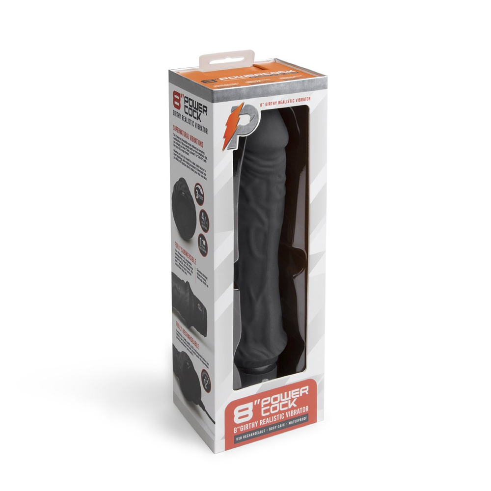 Классический массажер 8" Girthy Realistic Vibrator черный