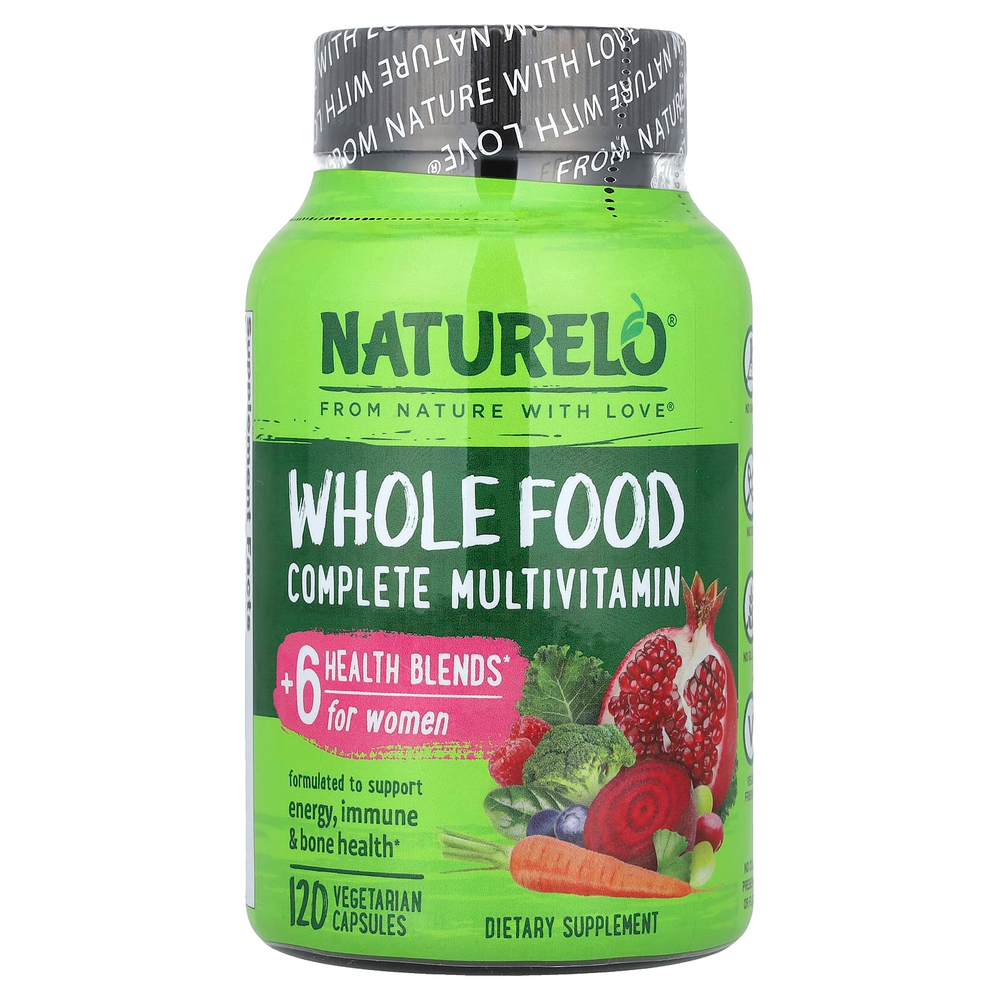NATURELO, Полный мультивитаминный комплекс из цельных продуктов, для женщин, 120 вегетарианских капсул