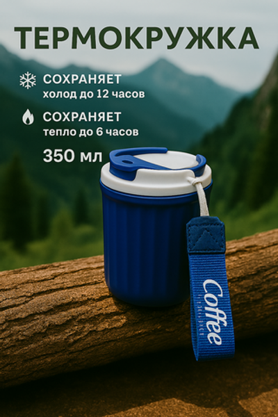 Термокружка 350мл «Coffee», цвет синий