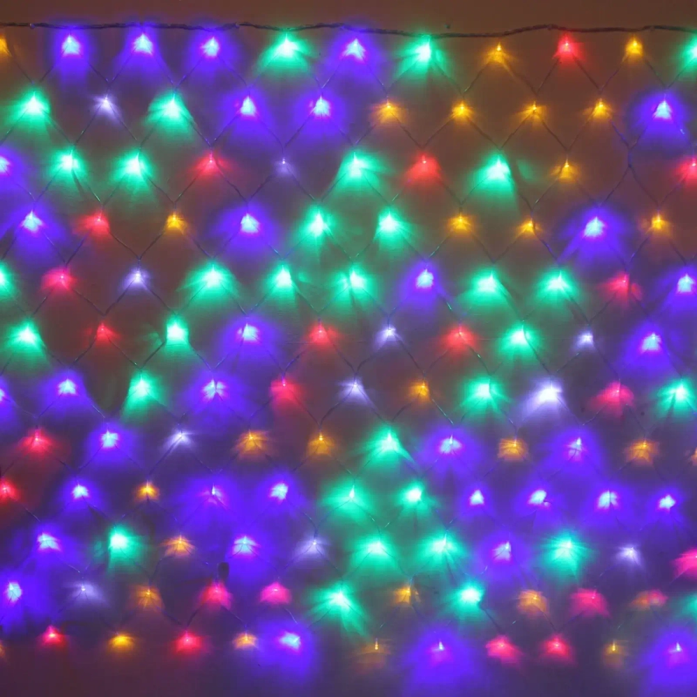 Гирлянда для улицы СЕТКА «Мерцание» ш2,0* в1,5 м 192 ламп LED, прозр.пров,1 реж.,IP-54, Мультицвет (возможность соединения)