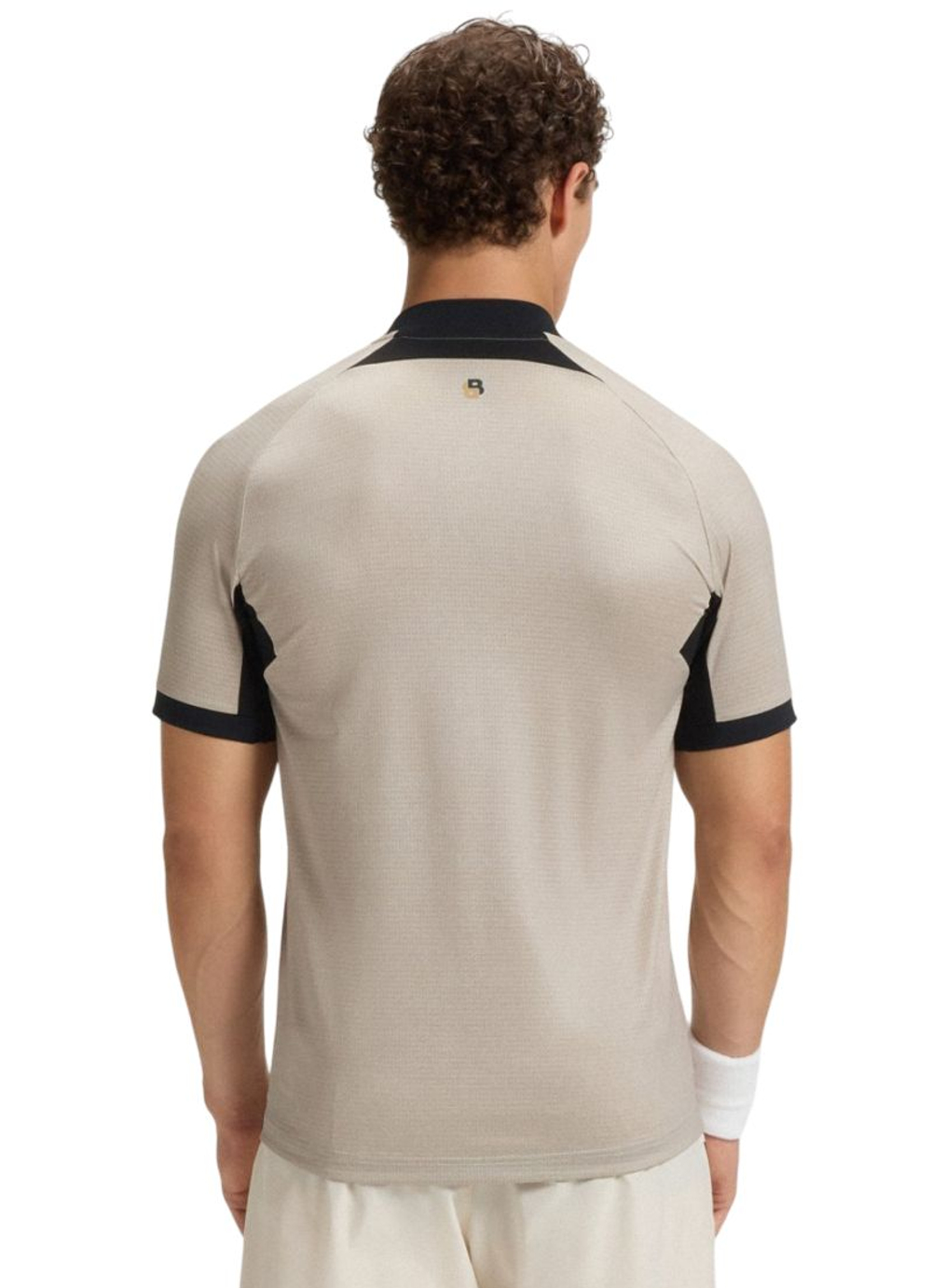 Теннисная футболка BOSS Matchball TOC Zip-Neck Slim-Fit - light beige