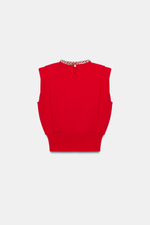 ТОП С ПОДПЛЕЧНИКАМИ И СТРАЗАМИ НА ВОРОТНИКЕ — ZARA