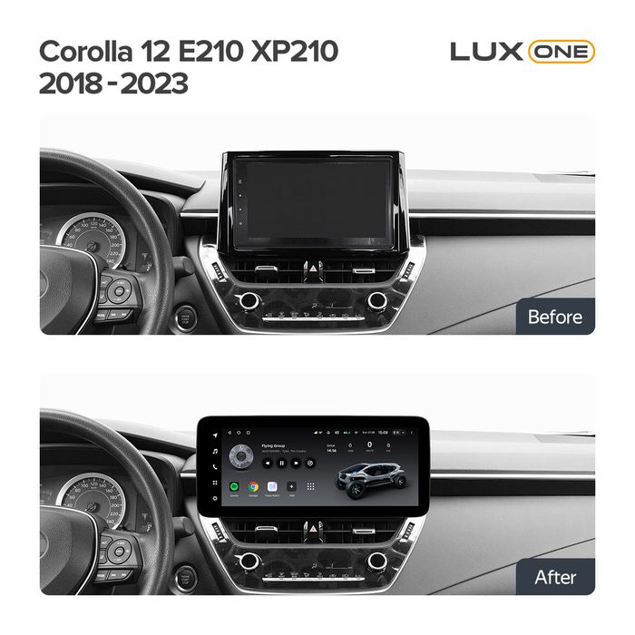 Магнитола для Toyota Corolla E210 2018+ / Corolla Cross (без штатной КЗВ, рамка LUX) - Teyes LUX ONE 360 монитор 12.3", Android 10, Быстрая, CarPlay, 4G SIM-слот, 4 камеры в комплекте