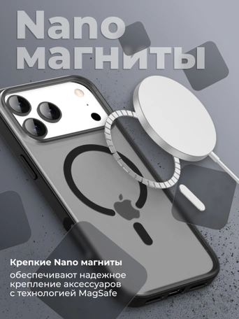 Чехол накладка iPhone 17 Pro Max / 18 Pro Max 6.9" Gurdini Shockproof Case with Magsafe Black