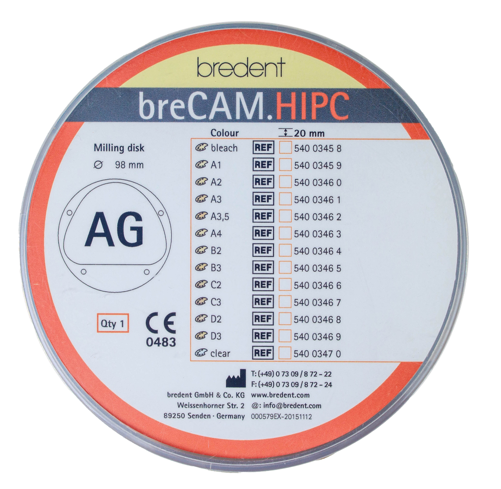 Диск композитный breCAM HiPC (ХИПС) AG