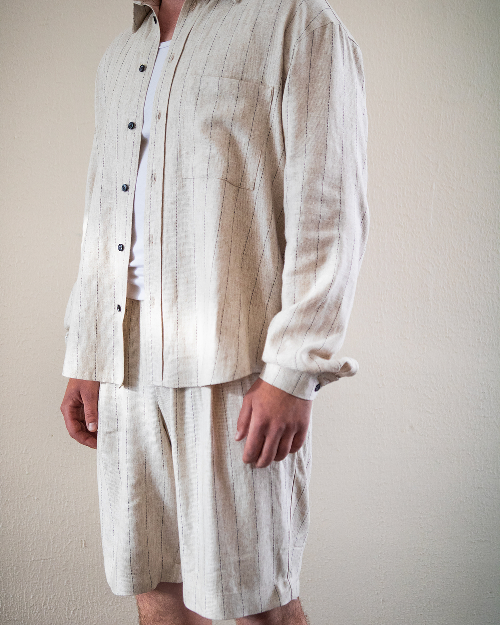 Шорты "Linen stripe" бежевые