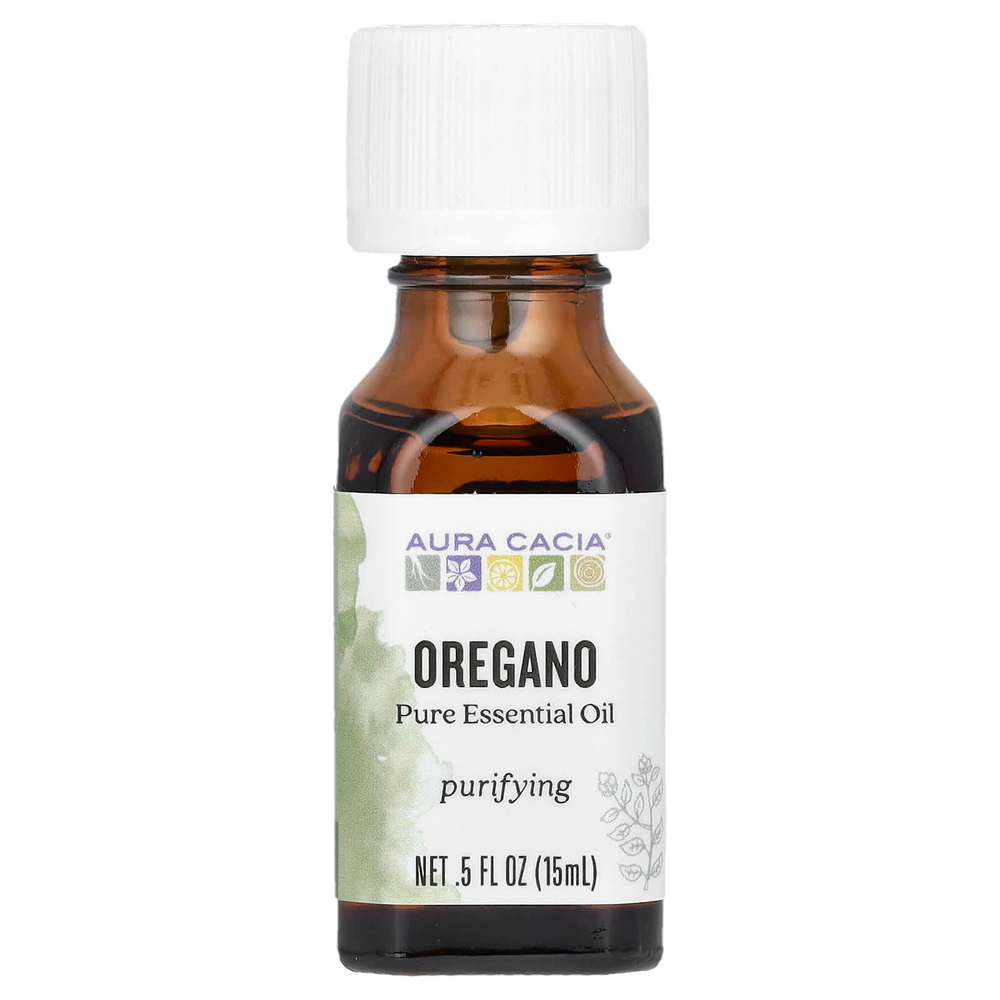 Aura Cacia, чистое эфирное масло, орегано, 15 мл (0,5 жидк. унции)