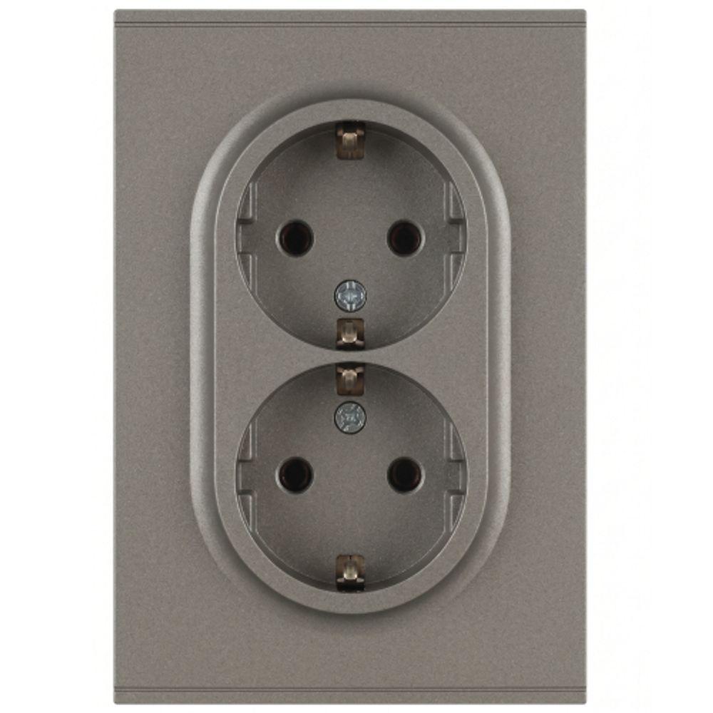 Розетка ЭРА Arktik 16-2104-07 двойная с заземлением 2X2P+E Schuko 16А-250В титан | Эра Arktik