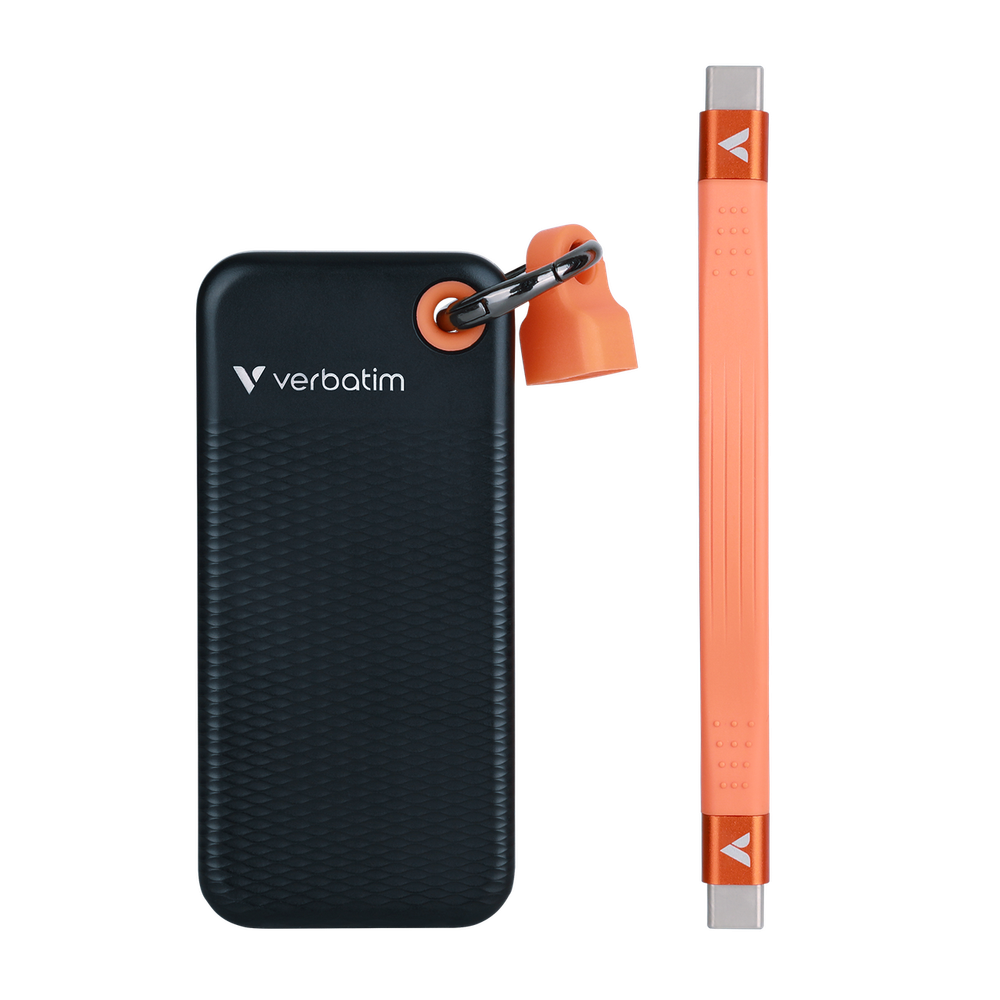 Внешний накопитель Verbatim Pocket SSD, 512GB USB 3.2 Gen 2 R/W 1000/1000 МБ/с, черный/оранжевый