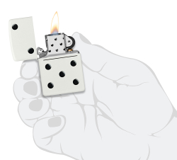 Зажигалка ZIPPO Домино с белым матовым покрытием | Domino Design White Matte, латунь/сталь, белая, м