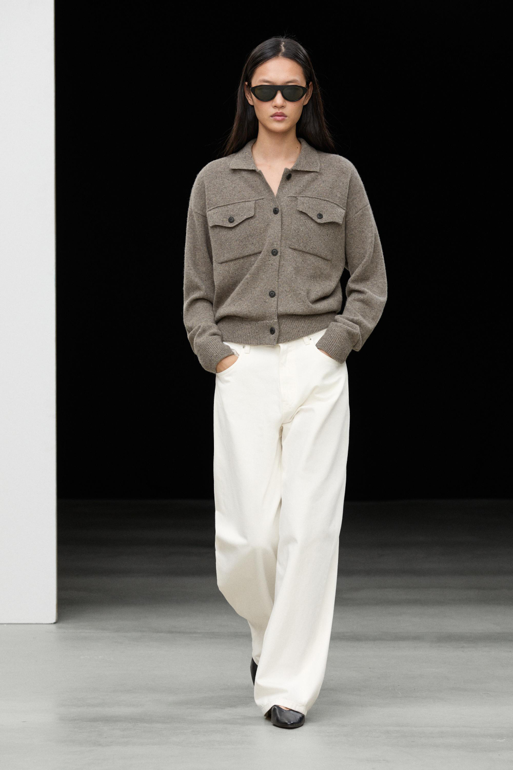 Massimo Dutti Вязаный кардиган из шерстяной смеси с карманами, кротово-коричневый