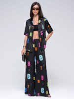Костюм с рубашкой летний шелковый "ART SILK", 713.9061.06.06, цвет черный шрифт