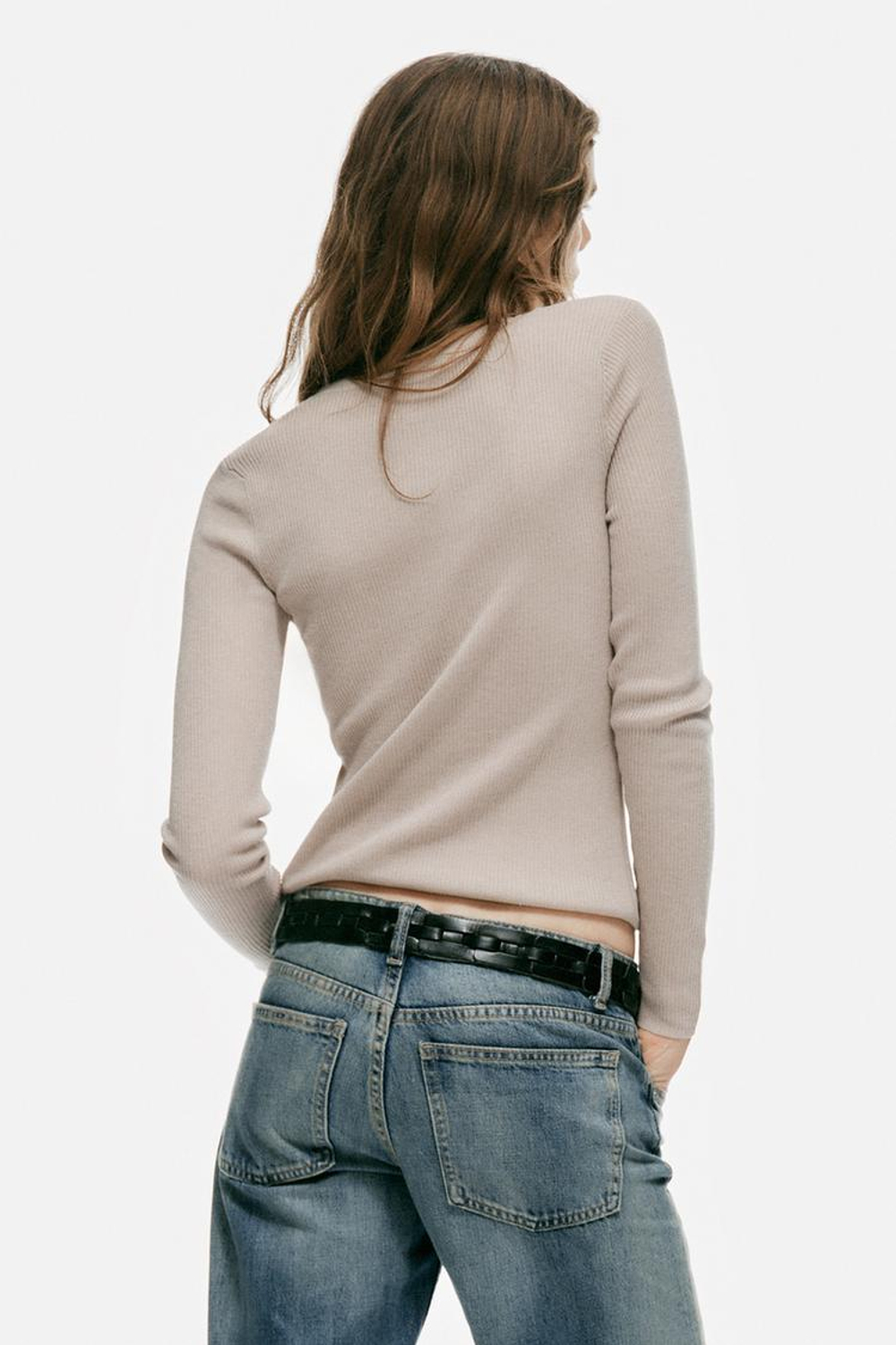 ZARA СВИТЕР ИЗ ШЕРСТИ С ПУГОВИЦАМИ, ПЕСОЧНЫЙ