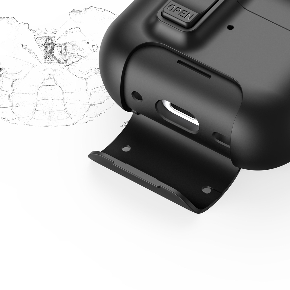 Чехол с замком и подставкой для наушников AirPods 4, черный цвет, серия PECQ Series от Dux Ducis