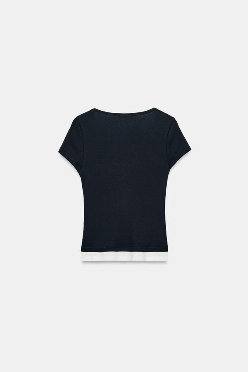 ZARA ФУТБОЛКА С ЭФФЕКТОМ МНОГОСЛОЙНОСТИ, МОРСКОЙ СИНИЙ