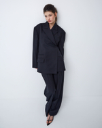 Жакет из шерсти Зе Роу зигзаг черный/синий