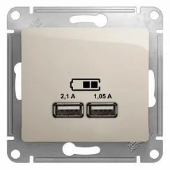 Розетка с USB A+A Systeme Electric Glossa Молочный GSL000933