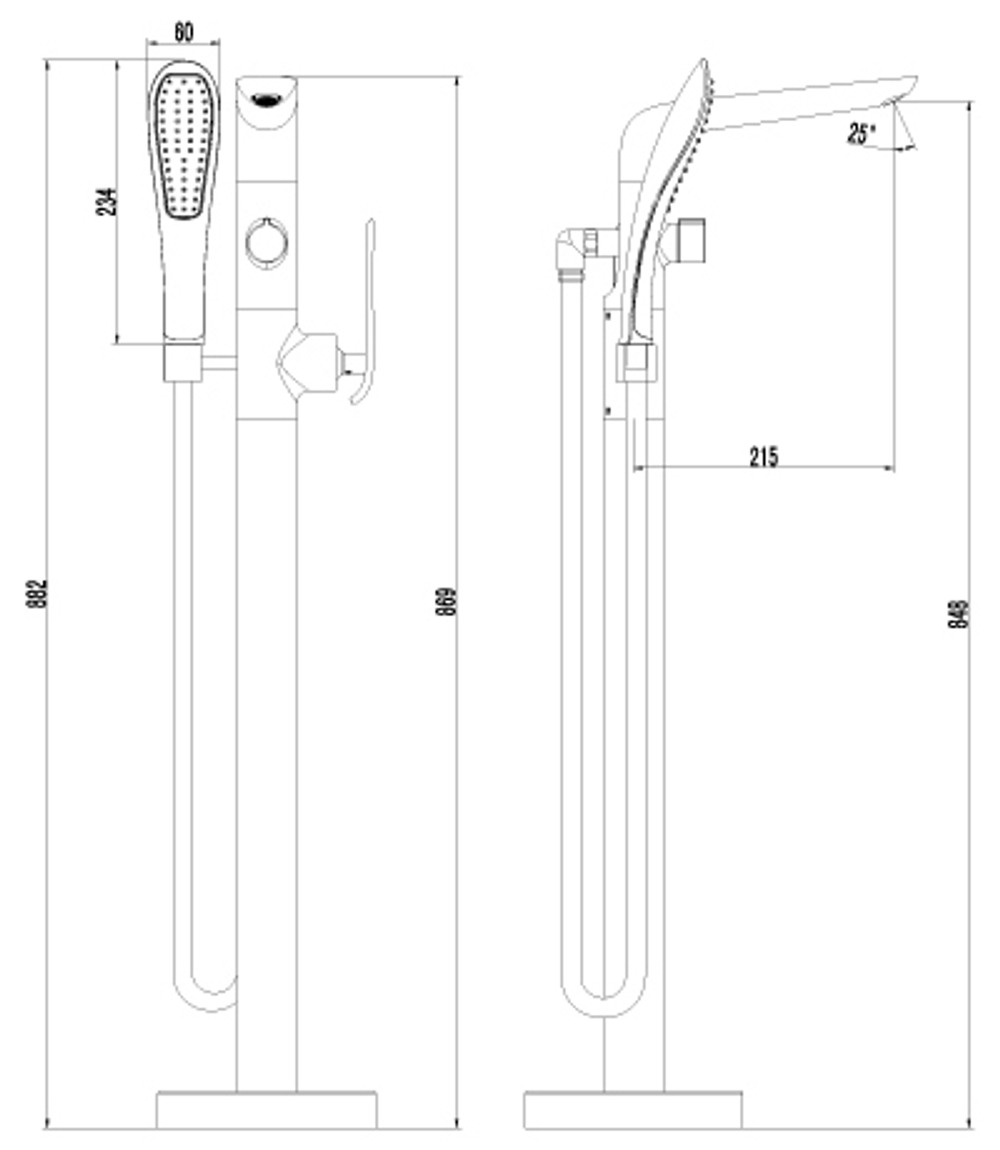 Смеситель для ванны напольный LEMARK MELANGE – LM4944CW