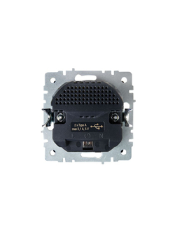 Розетка BRITE РЮш10-2-БрЧ 16А с USB A+A 3.1А с заземл. защ. шторки механизм черн. IEK BR-R14-16-U21-D31-K02