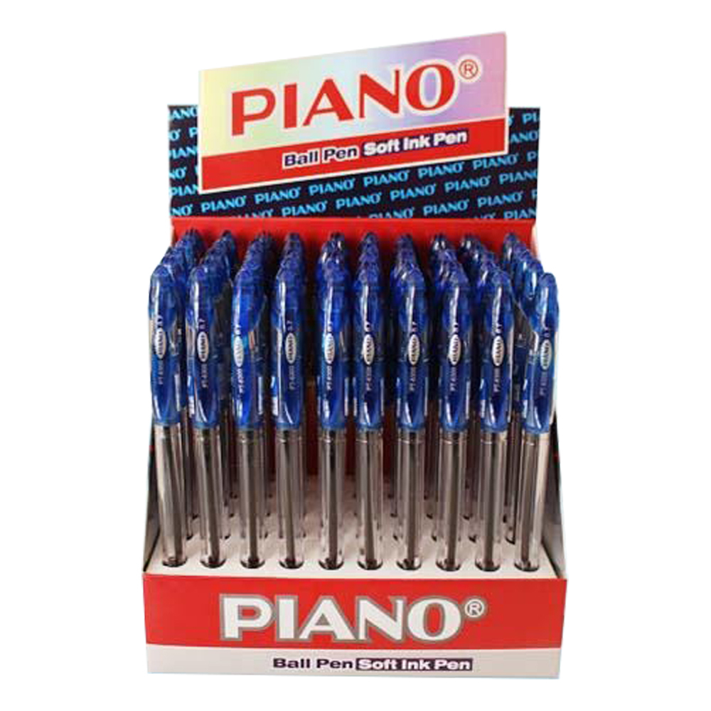 Ручка шариковая, масляная, Piano, синие чернила, прозрачный корпус, 50 шт