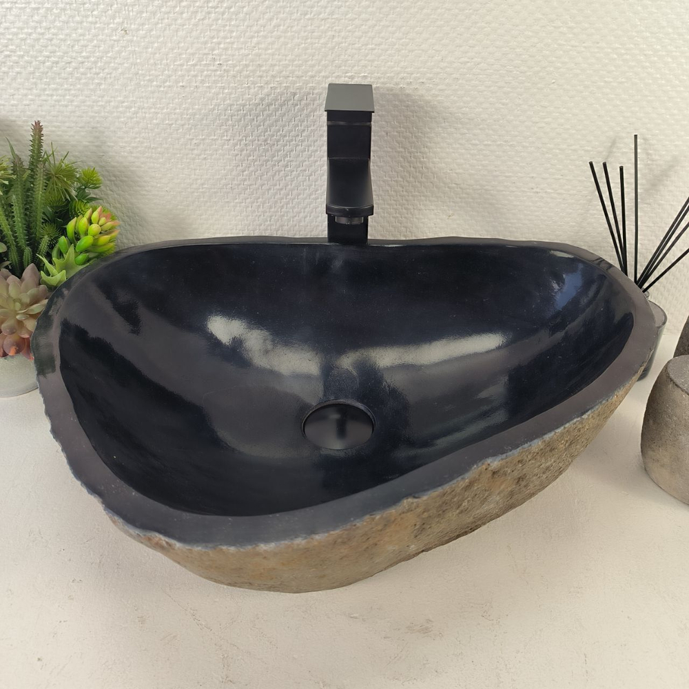 Раковина из речного камня RS-65494 53x40x15 из натурального камня