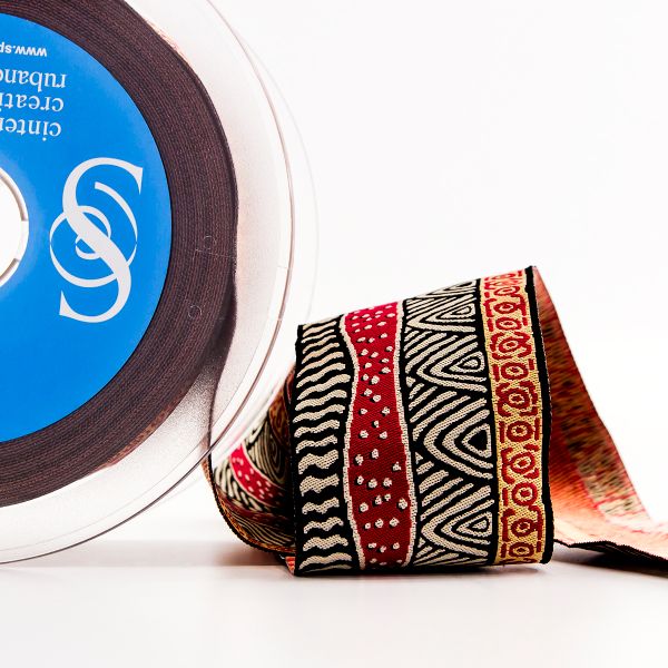 Лента (тесьма) жаккардовая 50 мм / 15 метров, цв.9272-01, Safisa (Spiral)