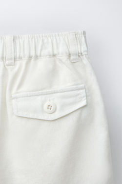 ZARA ШОРТЫ ИЗ СМЕСОВОГО ХЛОПКА И ЛЬНА, ЭКРЮ