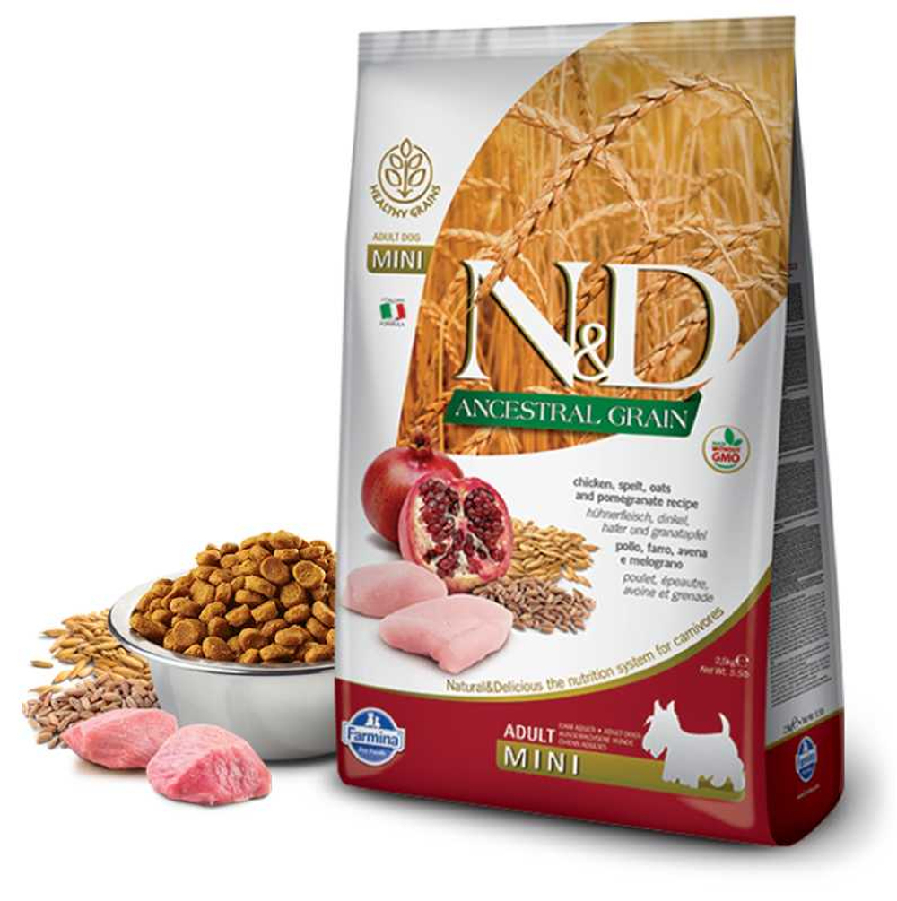 Сухой корм FARMINA N&D Ancestral Grain для собак мелких пород с курицей и гранатом - 0,8 кг