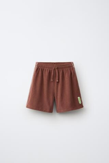 ZARA X PUKAS ШОРТЫ ИЗ МАХРОВОЙ ТКАНИ PUKAS SURF, КОРИЧНЕВЫЙ