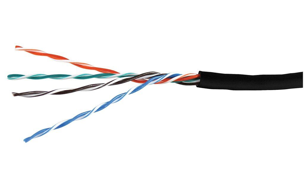 Кабель витая пара U/UTP Cat 5e 4x2х24AWG СU (Медь) (305м) solid, РЕ, чёрный TDM SQ0107-0105