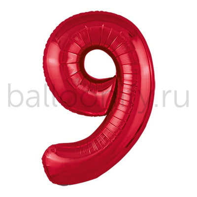Шар ЦИФРА 9 Металлик Red 40" 102 см