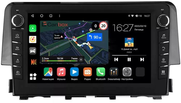 Магнитола для Honda Civic 10 2015-2021 - Canbox 9-650 Android 10, Быстрая, CarPlay, 4G SIM-слот