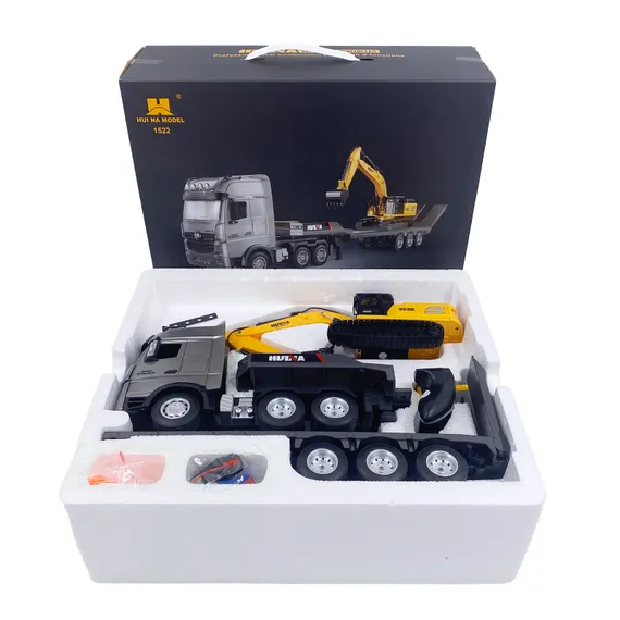 Радиоуправляемый грузовик трейлер с экскаватором HUINA 1:18 - HN1522